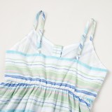 Summer Family Girl Stripes Strap Dress
