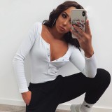 Sexy Button Up Long Sleeve Bodysuit