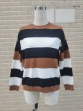 Autumn Long Sleeve Wide Striped Loose Sweater
