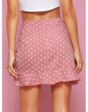 Summer High Waist Dot Ruffle Skirt