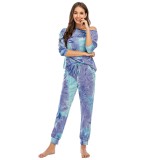 Autumn Two Piece Tie Dye Pants Pajama Set