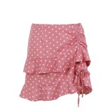 Summer High Waist Dot Ruffle Skirt