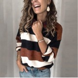 Autumn Long Sleeve Wide Striped Loose Sweater