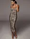 Snake Skin Elegant Strap Midi Dress