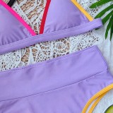 Two Piece Colorful High Waist Strap Swimwear