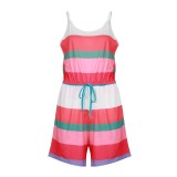 Summer Colorful Striped Strap Rompers Pajama
