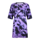 Summer Tie Dye Purple Shirt Dress