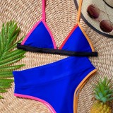 Two Piece Colorful High Waist Strap Swimwear