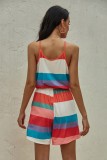 Summer Colorful Striped Strap Rompers Pajama