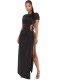 Sexy Black Cut Out Slit Long Gown