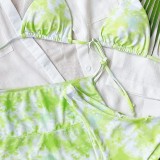 3PC Tie Dye Cover Up Bikini Set