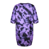 Summer Tie Dye Purple Shirt Dress