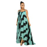 Plus Size Summer Striped High Low Long Dress