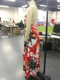 Sexy Floral Deep-V Halter Long Dress