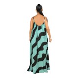 Plus Size Summer Striped High Low Long Dress