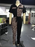 Summer Casual Leopard Jumpsuit with Belt