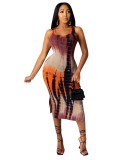 Tie Dye African Slit Long Tank Dress