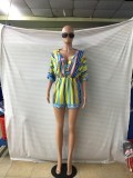 African Colorful Striped Wrapped Rompers