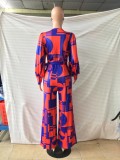 African Geommetric Wrapped Jumpsuit with Pop Sleeves
