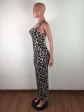 Leopard Print Slit Halter Long Party Dress