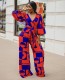 African Geommetric Wrapped Jumpsuit with Pop Sleeves