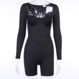 Long Sleeve Square Fitness Rompers