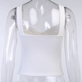 Sexy White Wide Strap Wrapped Vest