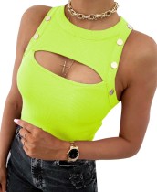 Sexy Sleeveless Cut Out Knitted Shirt