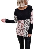 Autumn Round Neck Long Sleeve Leopard Shirt