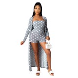 Two Piece Polka Strapless Rompers with Matching Cardigans