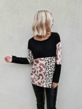 Autumn Round Neck Long Sleeve Leopard Shirt