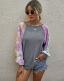 Autumn Tie Dye O Neck Shirt with Pop Sleeves