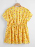 Summer Floral Yellow Peplum Shirt