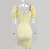 Sexy Yellow Vintage Mini Dress
