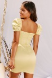 Sexy Yellow Vintage Mini Dress