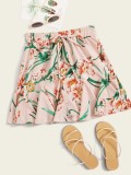 Summer High Waist Floral Short Ruffle Skirt