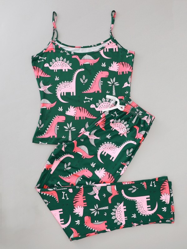 Women Summer Print Two Piece Pants Pajama Set