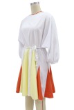 African Colorful Pleated Skater Dress with Belt