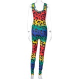 Sexy Leopard Colorful Sleeveless Bodycon Jumpsuit