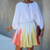 African Colorful Pleated Skater Dress with Belt