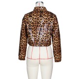 African Leopard Long Sleeve Collar Jacket