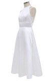 White Sleeveless Vintage Long Skater Dress