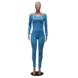 Solid Color Sexy Two Piece Tight Pants Set