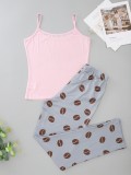 Women Summer Print Two Piece Pants Pajama Set