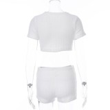 Summer White Plush Two Piece Shorts Pajama Set