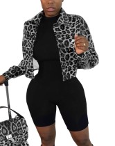 African Leopard Long Sleeve Collar Jacket
