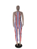 Casual Striped Colorful Strap Loose Jumpsuit