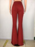 Solid Color African High Waist Flare Trousers