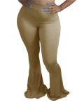 Solid Color African High Waist Flare Trousers
