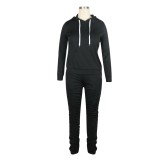 Casual Plain Two Piece Hoodie Stacked Tracksuit